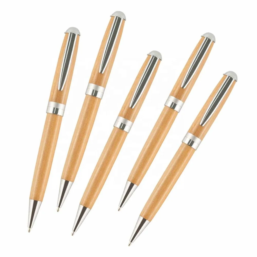 Promotional Custom Logo Luxury Map Wood Ball Pen Wooden Ballpen Set