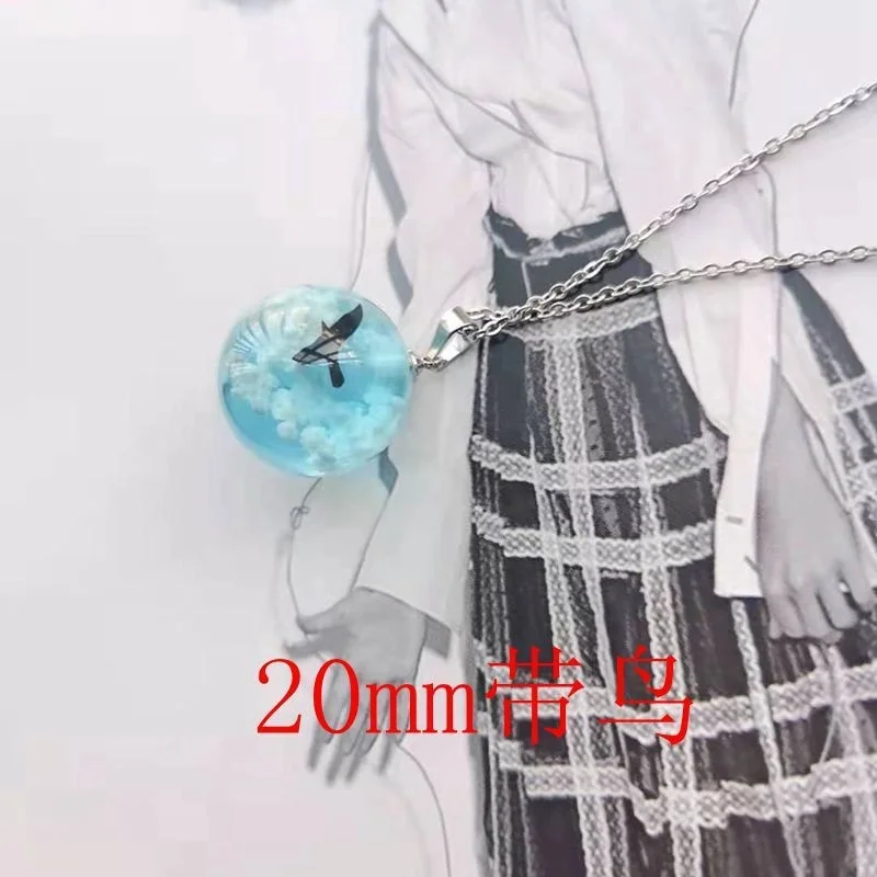 European American Creative Unisex Short Necklace Blue Sky White Clouds Mori Transparent Spherical Resin Pendant Ball Women