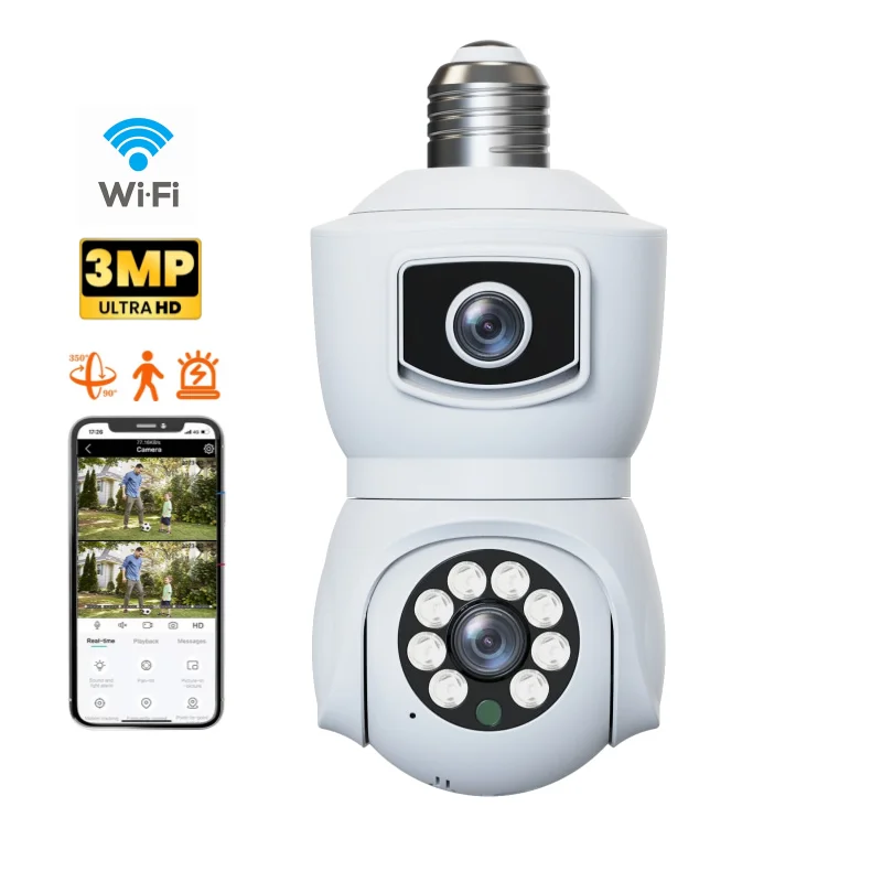 Yi Iot Smart AI Tracking 2 Lens Two-Way Voice Motion Detection Night Vision camera bulb best security camera deals YIIOT