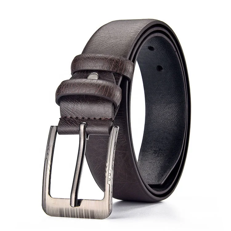 Professional manufacture genuine leather gentleman vintage belt custom good quality metal belt with pin buckle for man