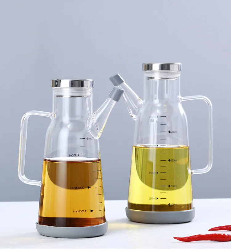18oz/550ml seasoning glass bottle olive oil pot with 304 steel stainless lids