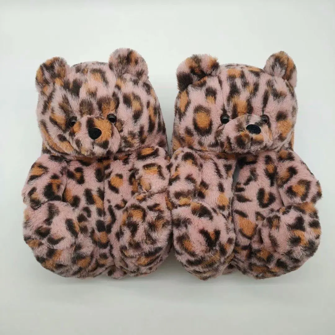 2022 Hot Selling  Panda Teddy Bear Plush Winter Warm Cotton Home Slipper Plush Animal Slipper Plush Toy Women Slipper