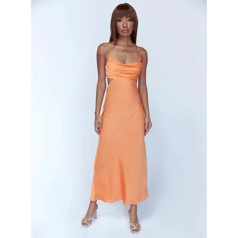New arrivals Off the shoulder Strapless design sexy Open Back wrapped chest casual Tiered skirt Maxi dress
