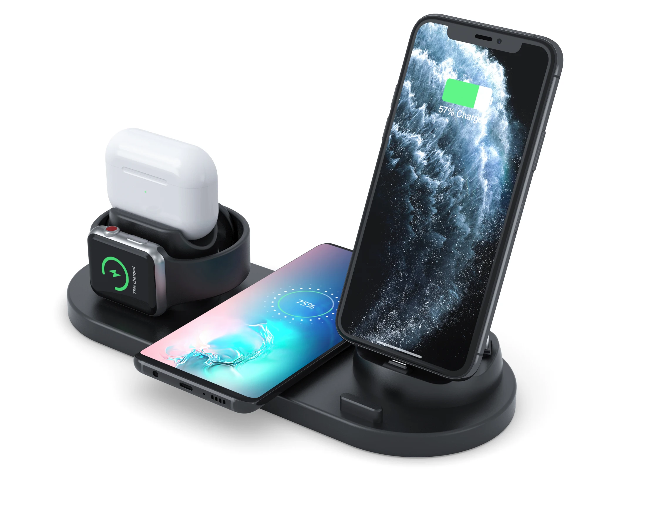 OEM ODM Amazon Best Seller On Alibaba Most Sold Product Fast Qi 15W Phone 6 in 1 Wireless Charger Stand for AirPods IWatch