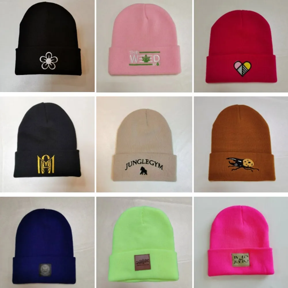 65 colors unisex wholesale beanies custom embroidery spring and winter knitted hat
