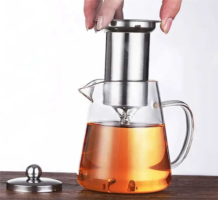 550Ml 750Ml Blooming & Loose Leaf Glass Teapot Tea Kettle With Stainless Steel Removable Infuser