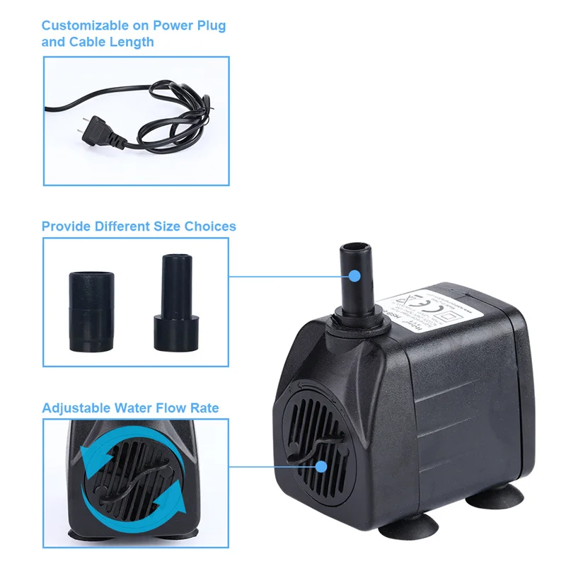 Wholesale 1000LPH Aquarium Submersible Water Pump Hydroponic Garden Water Pump Adjustable Ultra Quiet Fountain Pump