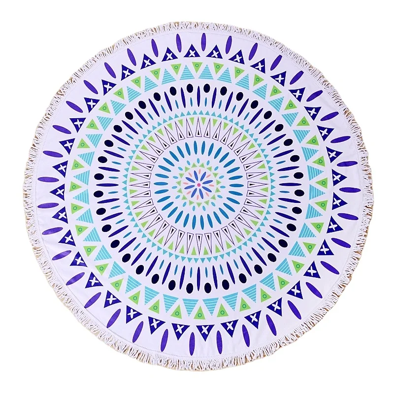 High Quality Quick Dry Absorbent Super dry Recycled Eco Friendly Custom Printed Round Beach Towel Round Beach Towel