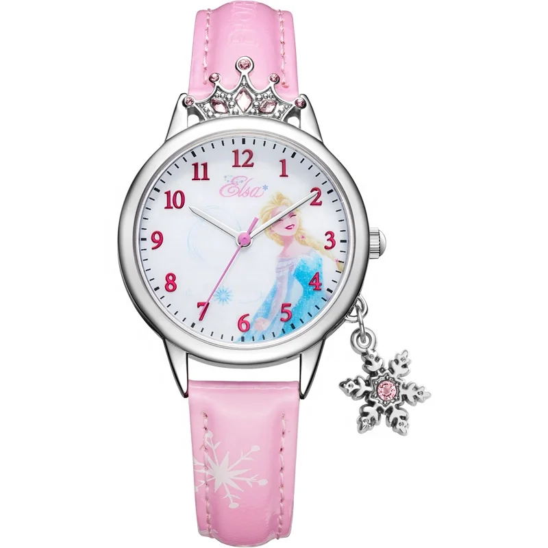 Official Disney license Frozen Princess Elsa Cute Cartoon Children Students Wrist Watch for Girl Gifts