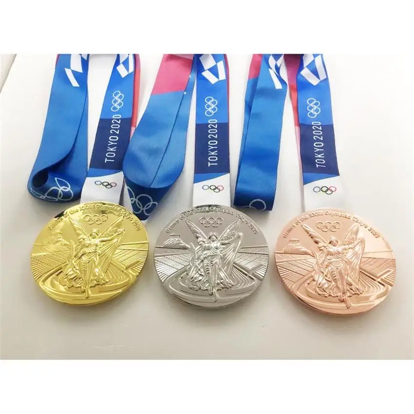 Custom Logo Metal 3D Medals Souvenir Gifts Gold Sports Meeting Running Champion With Ribbon 2020 Tokyo Medal