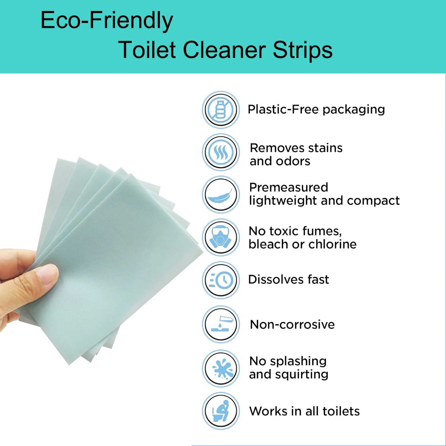 Private Label Plastic-Free Packaging Bathroom Freshener Natural Toilet Cleaner Strips Toilet Bowl Cleaning Sheet