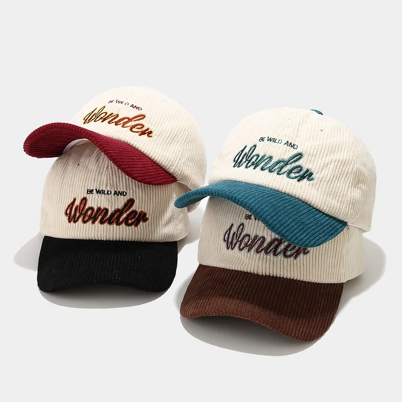 Custom Embroidery Letters Unstructured Dad Hat Soft Corduroy Winter Baseball Cap For Sales