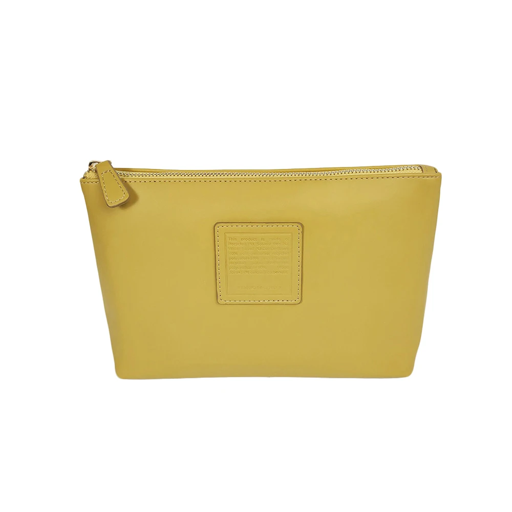 Custom eco recycling women natural makeup bag zip pu cosmetic bag