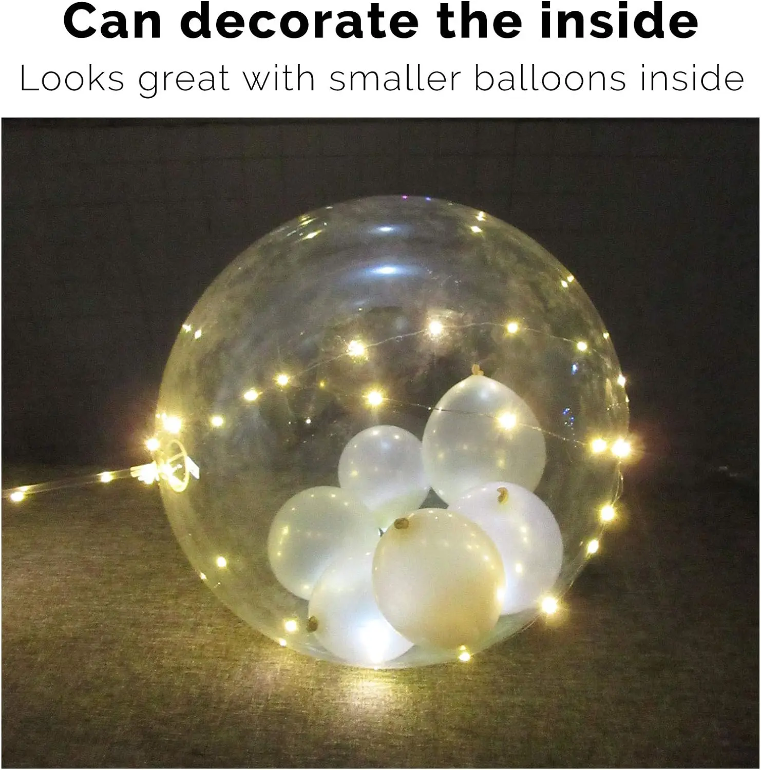 20 inch Clear LED balloons light up with sticks transparent round bubble bobo balloons party wedding decoration with led lights