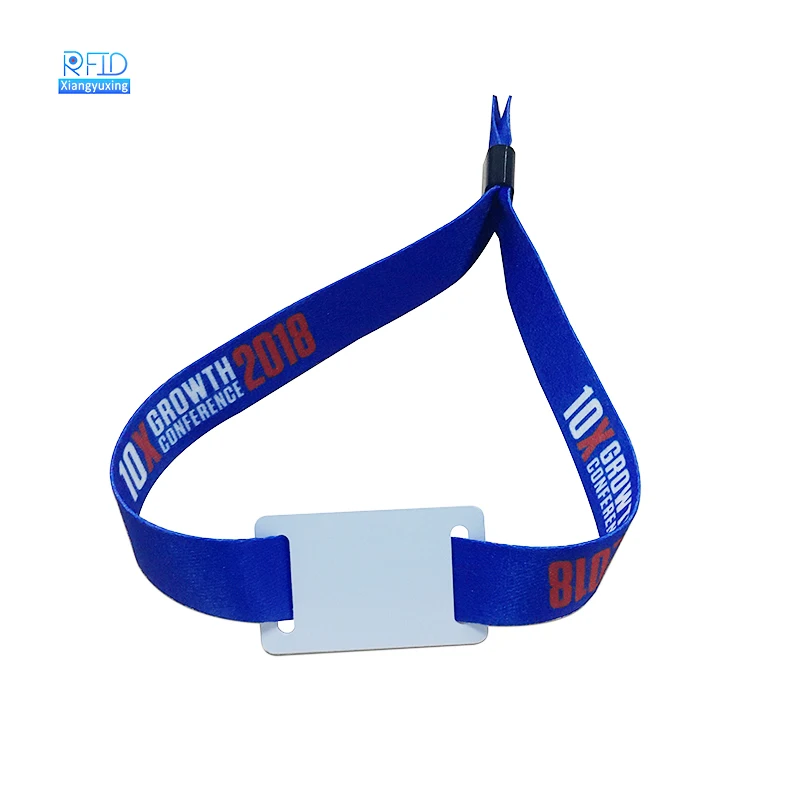 Custom Hot sale RFID Woven Fabric Elastic 13.56mhz NFC Bracelet  rfid wristbands