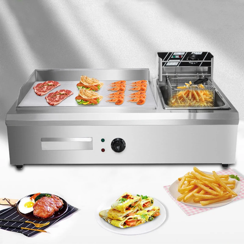 Commercial  Electric Chicken Chip French Fries Fryer Restaurant Fast food Machine Grill Griddle And Deep Fryer Machine