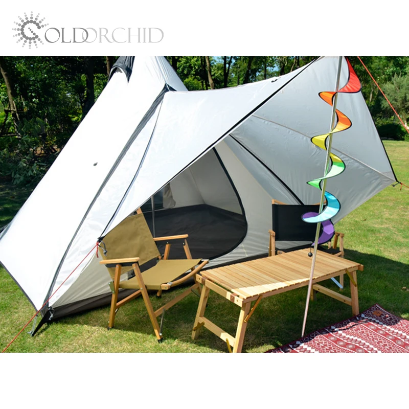 Outdoor indian bell tent glamping waterproof 3-4 person ultralight pyramid teepee tent for luxury camping