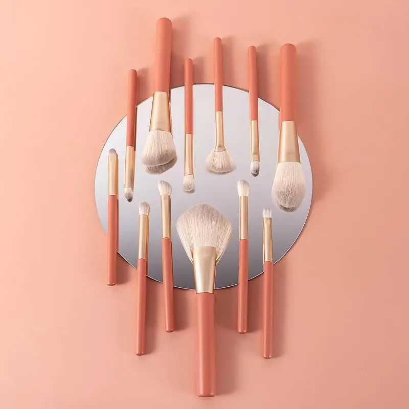 12 Pcs High Quality Vegan Synthetic Make Up Brushes Luxury Professional Private Label Makeup Brush Set With Bag Sample Dedicated