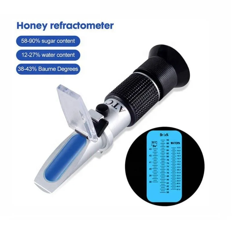 Honey Handheld Refractometer Brix 58-92% Sugar Content Beekeeping ATC Refraction Sweetness Concentration Meter With Box