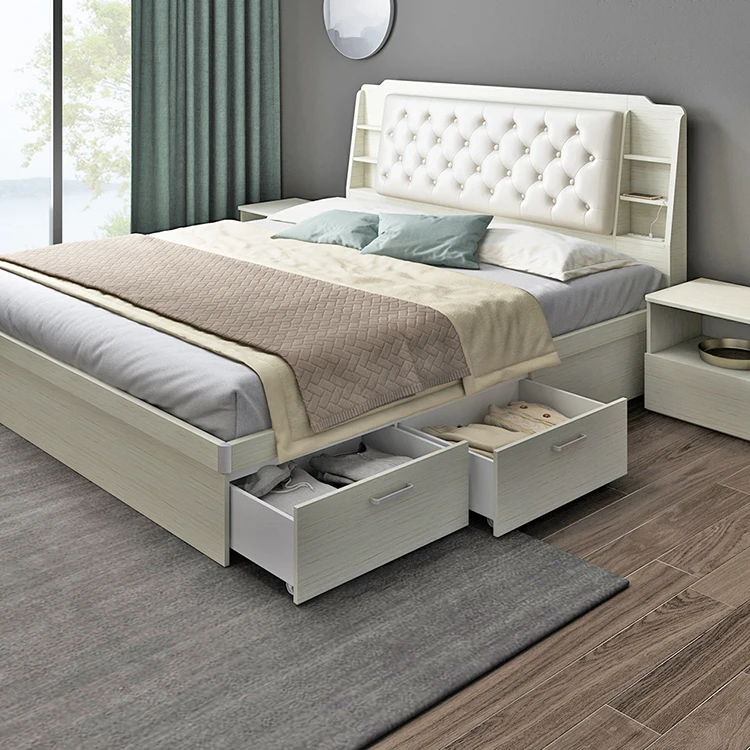 iFamy Modern bedroom furniture queen size double bed frame wood laminate bed