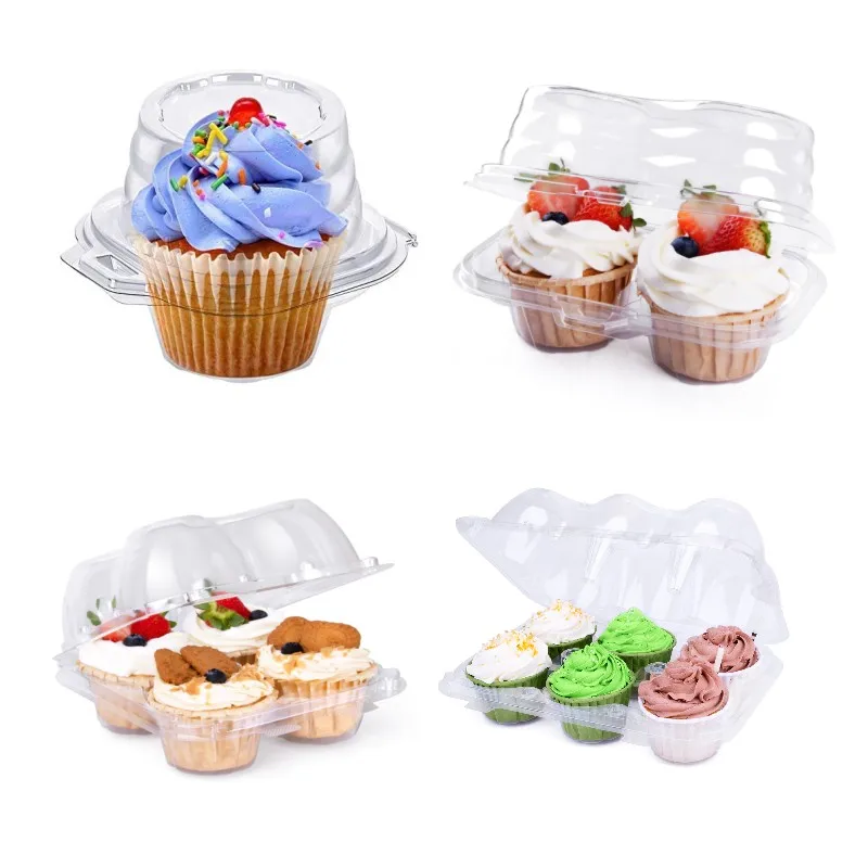 1 2 4 6 12 24 hole cupcake container plastic clear window muffin cake box for bakery desserts