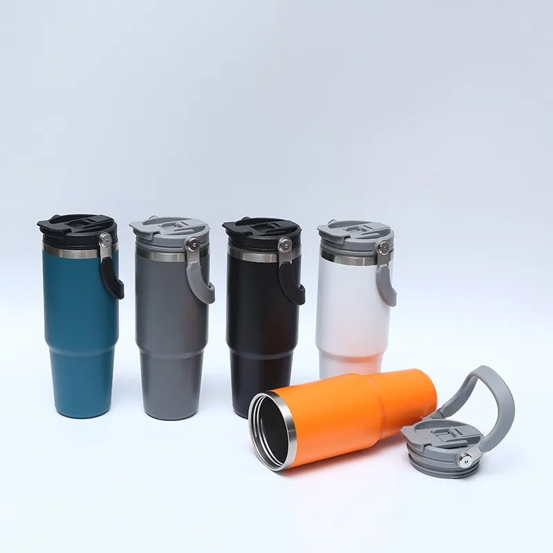 30 oz 20 oz Reusable New Design Termos Insulated Tumbler Stainless Steel Coffee Mug Drink Beverages Cup with Handle