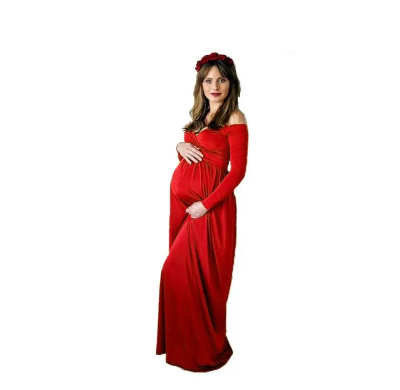 2021 USA Maternity Dress For Photo Shoot V-neck Pregnant Women Photography Dress Baby Shower Party Long Pregnancy Free Shipping