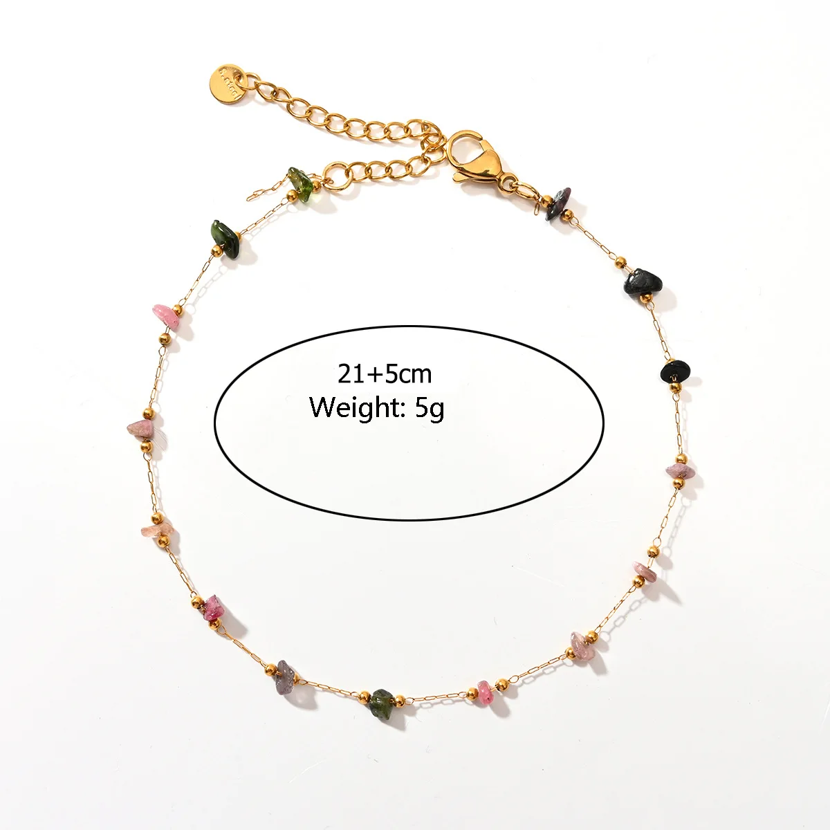 Fashion Classic Outdoor Beach Colorful Stone Chrysocolla Crystal Stainless Steel Beaded Amethyst Anklet