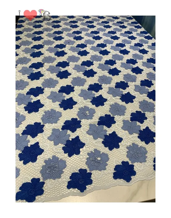 Высококачественная белая с королевским синим гипюром кружевная ткань для нигерийского свадебного платья