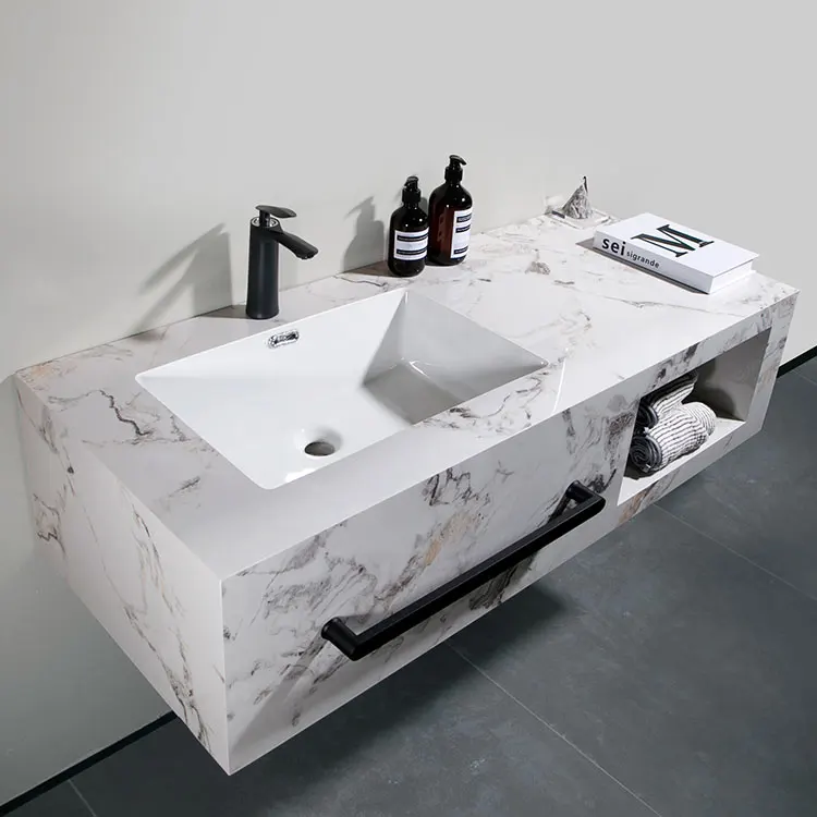 artificial marble big sintered stone slab cabinets bathroom sink for home decoration