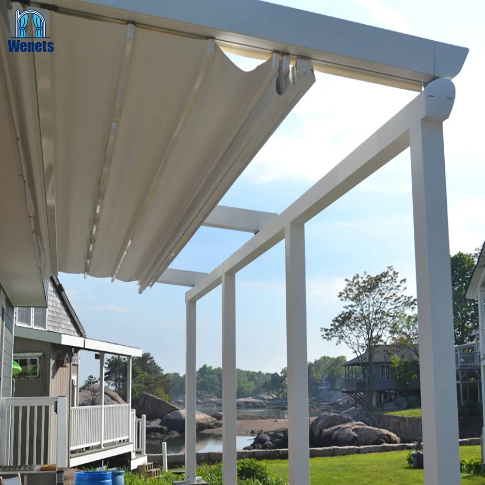 Wholesale price waterproof bioclimatic patio canopy awning motorized and manual folding retractable roof