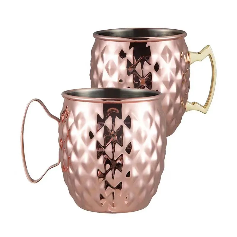 2023 hot Sale High Quality Copper Beer Mug Stainless Steel Brass Hammered Rose Gold Moscow Mule Mug