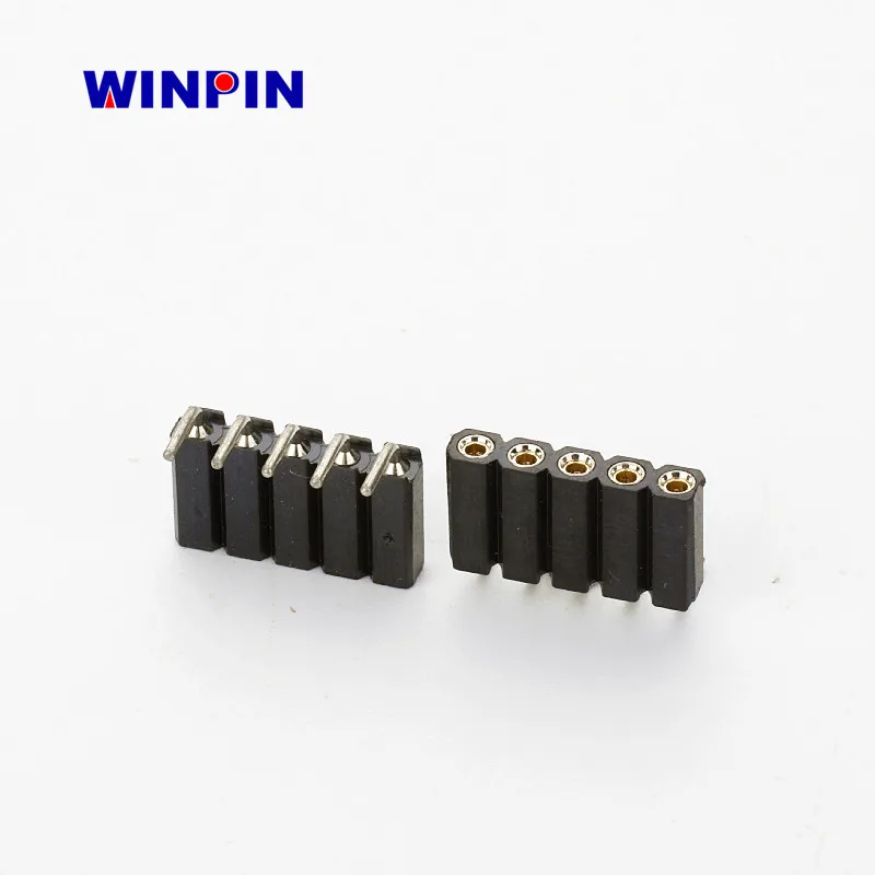 2.54mm female header connector 254mm pitch 5 pin board to board pcb connector one row right angle machined round pin samtec