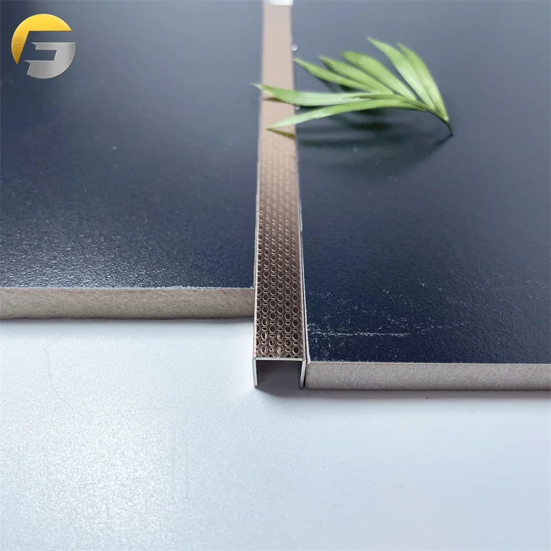 ZB0078 Factory Price Tile Accessory Embossed Finished Metal Stainless Steel Tile Trim Corner