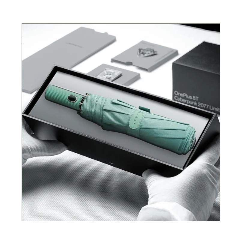 8 ribs  auto open auto close 3 foldable umbrella with ABS Roman column handle from China manufacturer 3FAOAC01