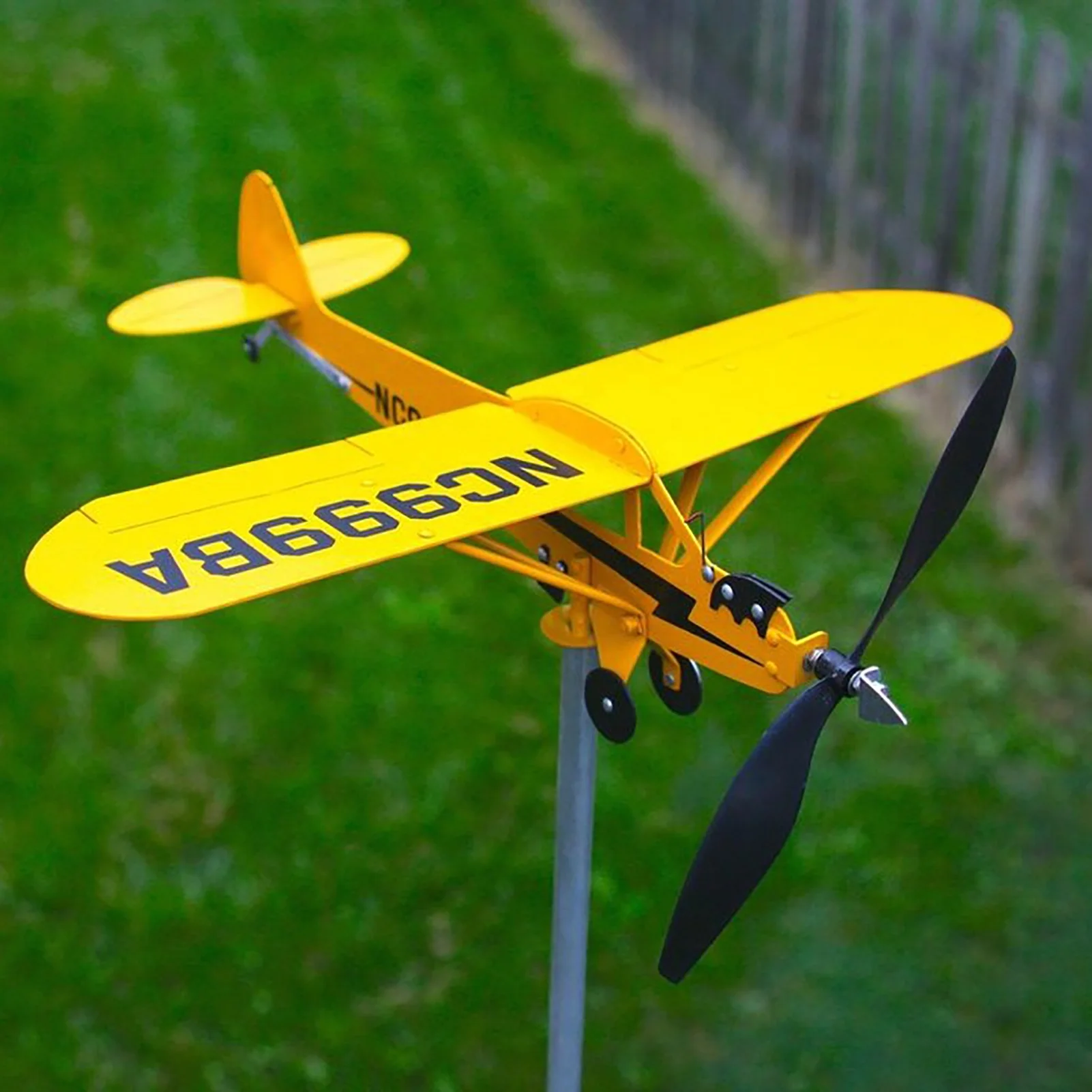 Outdoor Roof Wind Direction Indicator WeatherVane Garden Decor 3D Piper J3 Cub Wind Spinner Plane Metal Airplane Weather Vane
