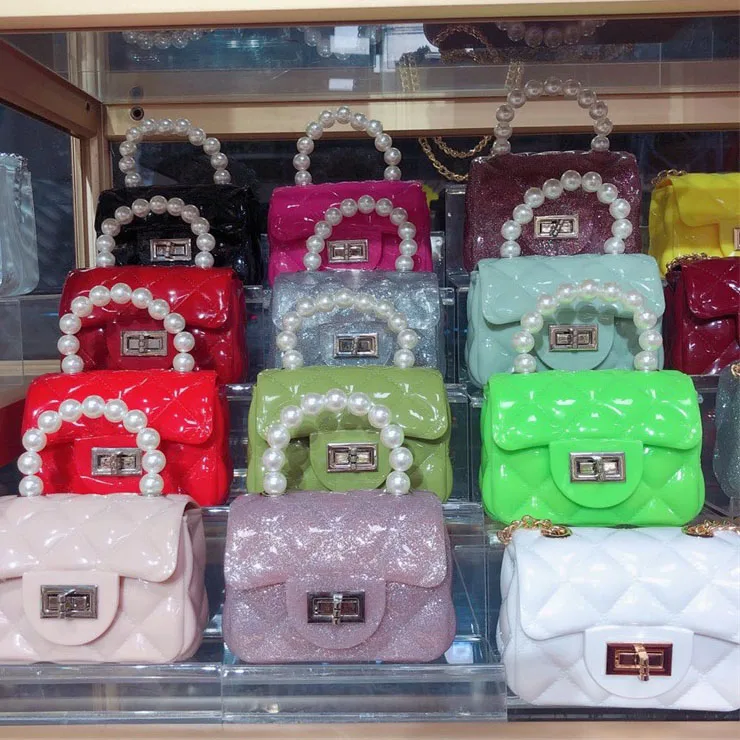 New Lady Bag Design Tiny Pearl Handle Purse Small Size Sling Candy Jelly Lady Bag