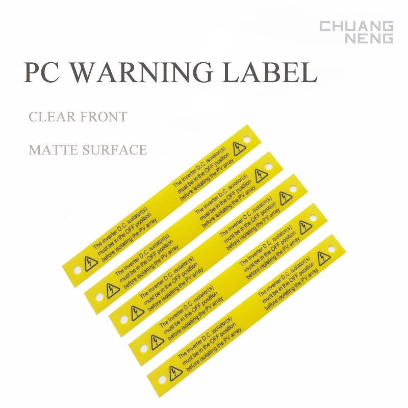 Cheap label  in stock inverter D.C. Isolator for photovoltaic array  printing PC PVC Vinyl PET solar power compliance Australian