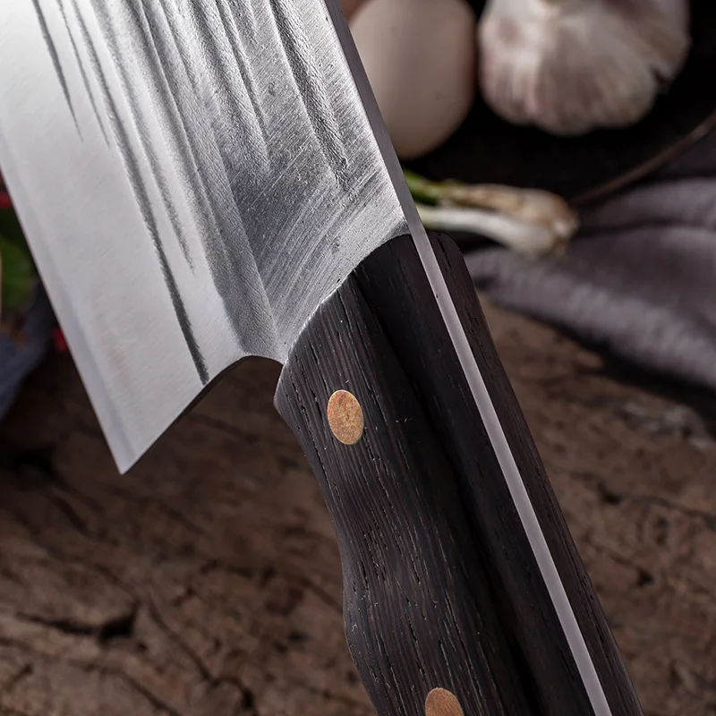 XITUO Sharp high carbon stainless steel slice knife Hand forged full Tang round head kitchen chef knife ergonomic wood handle