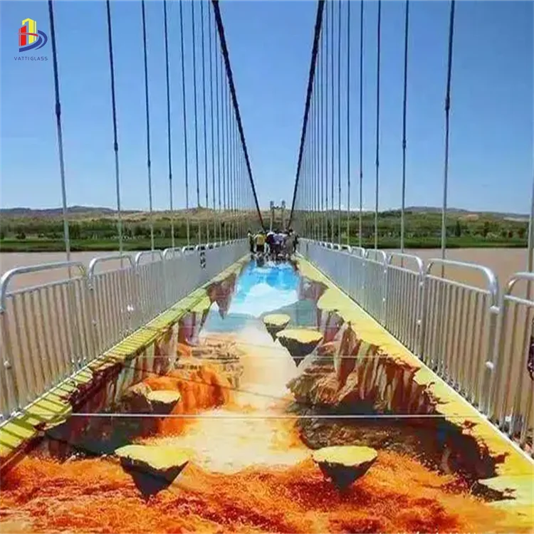 Virtual scene 3D interactive glass bridge laminated glass