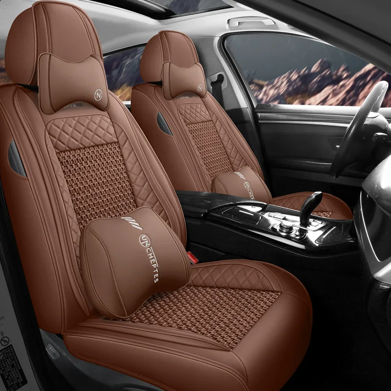 Waterproof PU Leather Custom Car Seat Covers Full Set Universal Luxury Car Seat Cushions 9 Pcs For Cars
