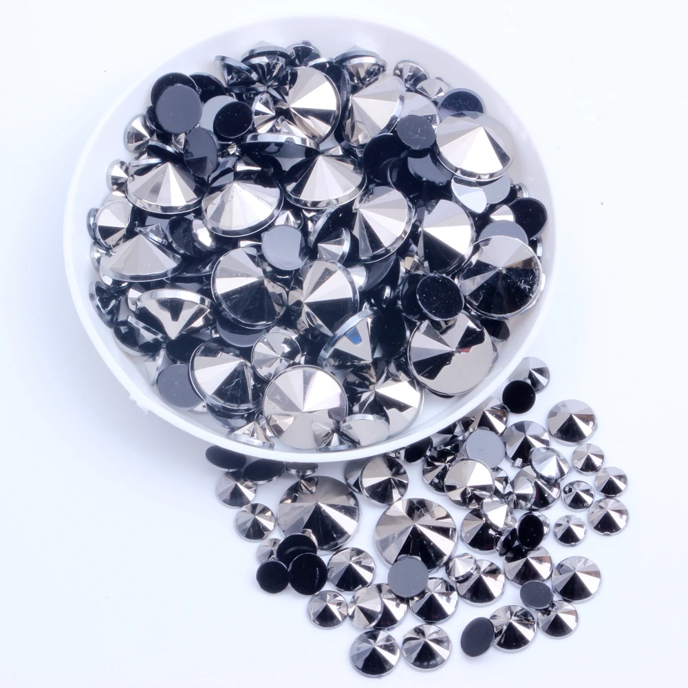 Wholesale Small Bag Round Flatback Pointed AB Color Acrylic Gem Glue On Resin Rhinestone 10mm 30pcs For Bags Garment Shoes DIY