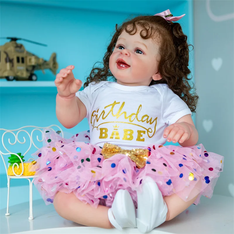 60cm Popular Soft Body Life Like Cuddle Toddler Doll Girl Reborn Baby Dolls with Rooted Hair