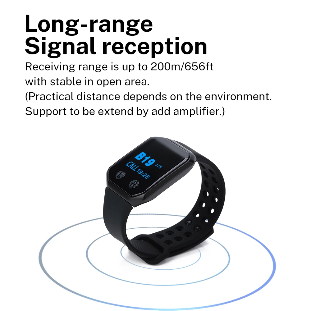 Настольное обслуживание, беспроводная система вызова официанта, наручные часы, пейджер для гостевой службы официанта с вибратором, звуковой пейджер, водонепроницаемый FCC