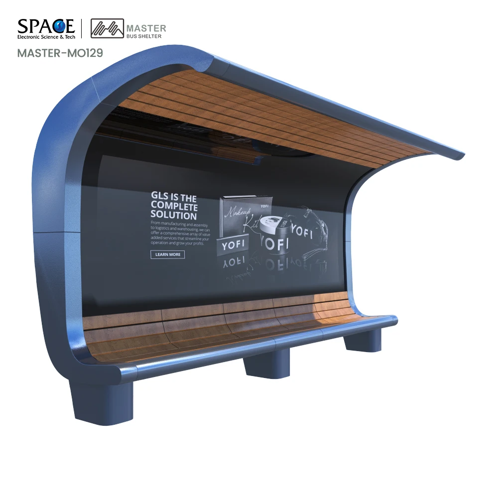 Stylish Square Aluminum Bus Shelter with Open Design and Advertising Lightbox for Enhancing Bus Stop