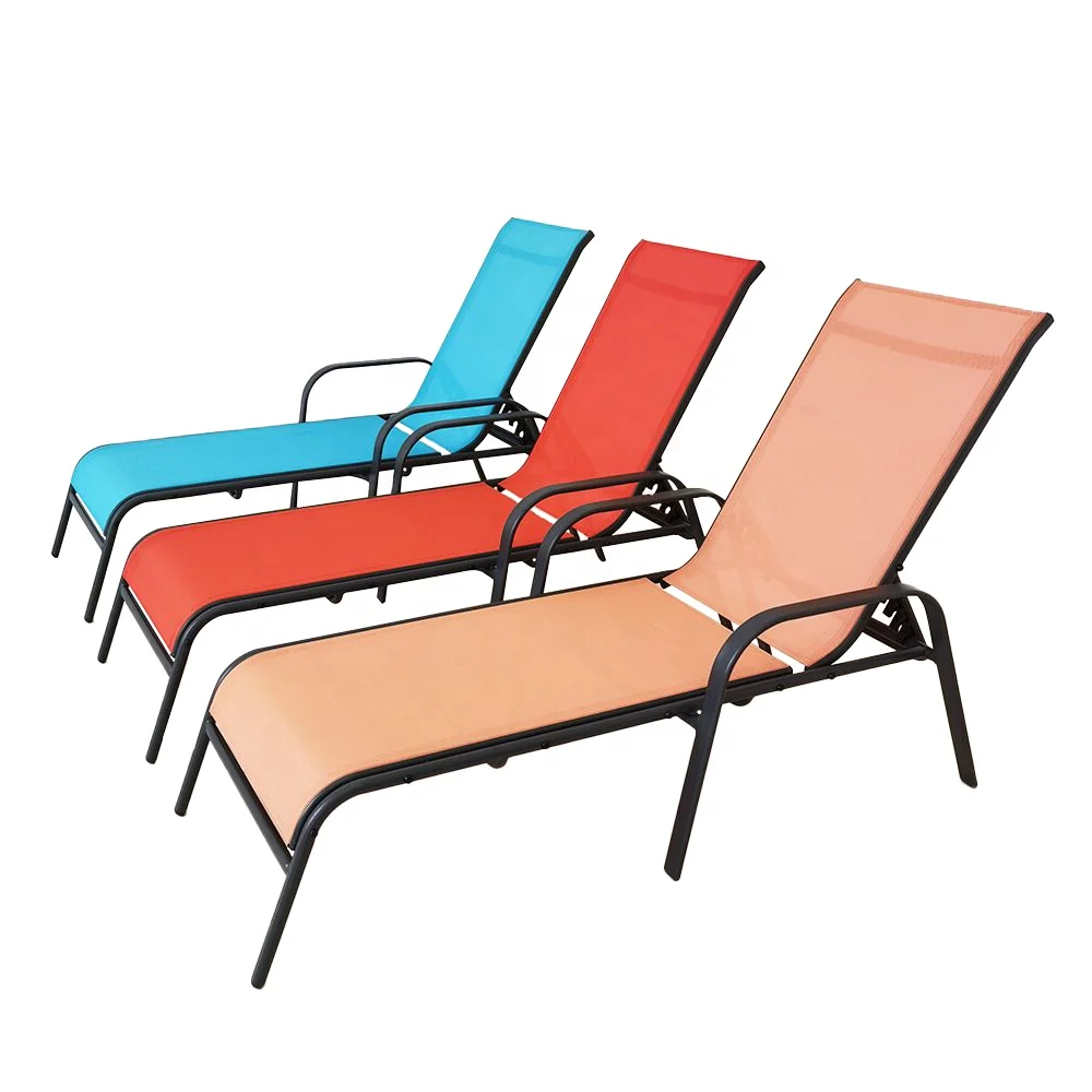 Factory directly steel frame resort pool cabana chaise lounger adjustable outdoor sun pool lounger chair