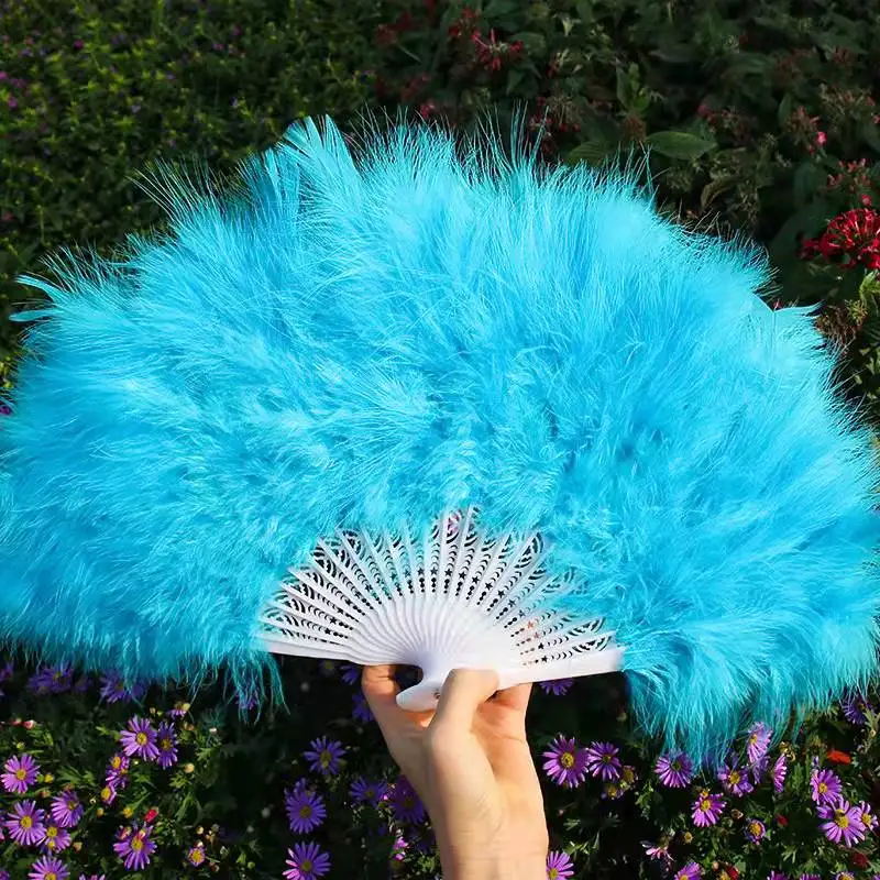 Factory Price Wholesale Rainbow Colorful Fluffy Dancing Hand turkey Feather Fans