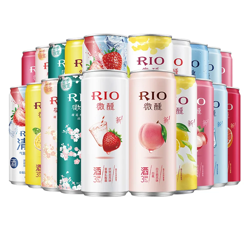 Коктейль Rio, слегка пьяный, маленькая красивая девушка, напиток из пузырьков с иностранным духом, 330 мл, предварительно смешанный фруктовый винный