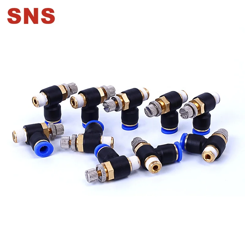 SNS JSC Series 90 Degree Elbow Air Flow Speed Control Fitting Pneumatic Throttle Valve