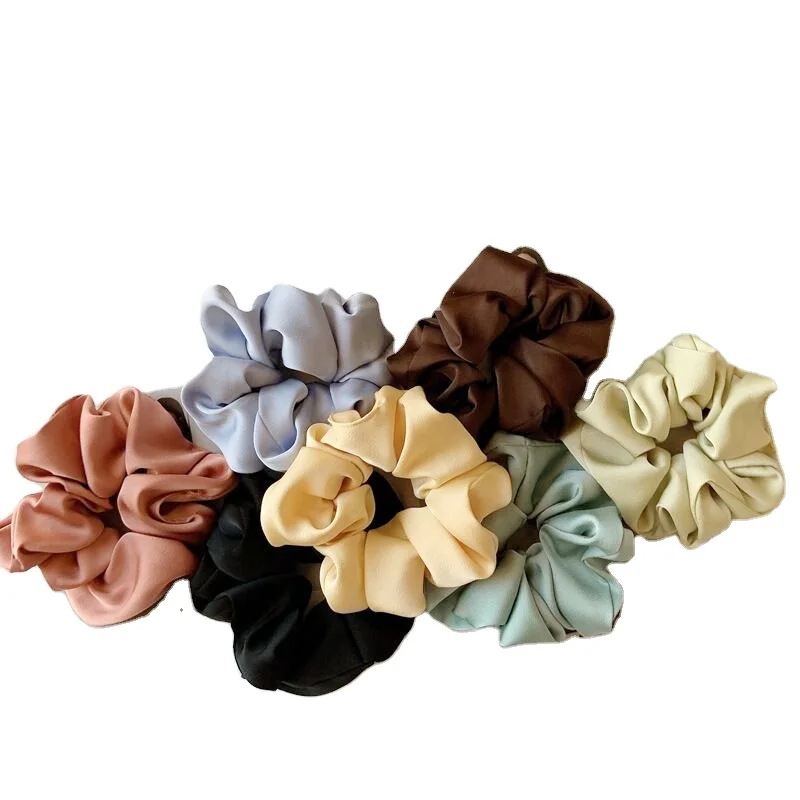 
Hot sale customized ladies girl 100% Silk large puffy silk scrunchies flower elastic hair ties 